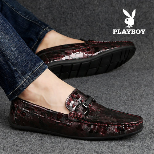 花花公子真皮豆豆鞋男