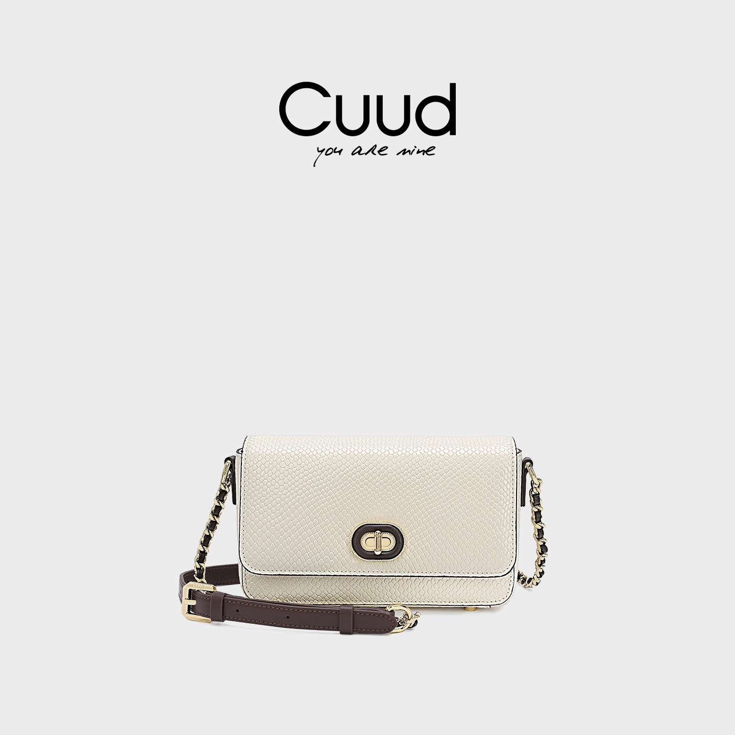 【专柜】Cuud白色蛇纹包包女高级感2026款真皮斜挎包小包单肩包,箱包皮具/热销女包/男包,小方包,淘宝优惠券,粉丝福利购,淘宝优惠卷