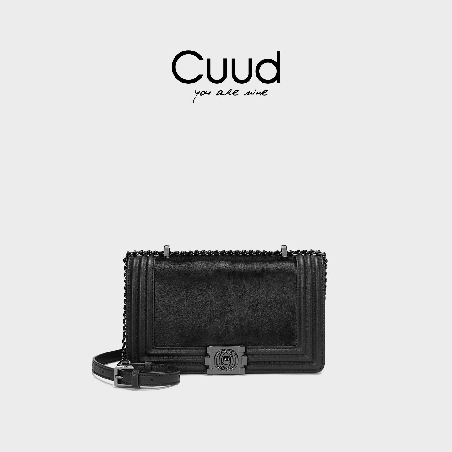 【轻奢】Cuud法式高级感马毛小方包秋冬新款黑色毛毛链条包单肩,箱包皮具/热销女包/男包,小方包,淘宝优惠券,粉丝福利购,淘宝优惠卷