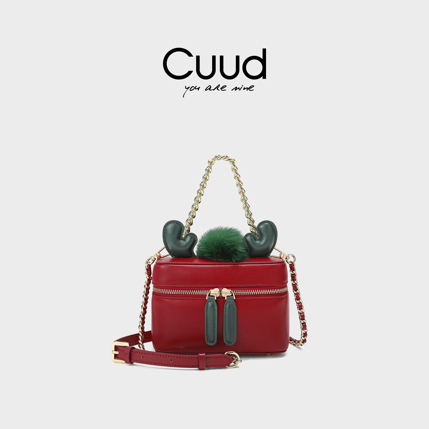 情人节礼物Cuud圣诞节礼物女包新款2026冬季盒子包单肩斜挎真皮女