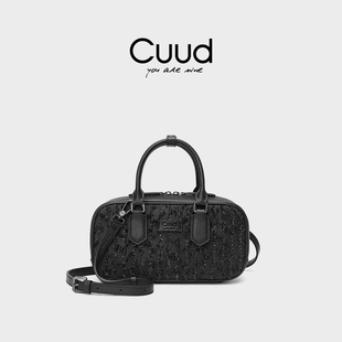情人节礼物Cuud真皮女包2026蕾丝波士顿牛皮女包高级感保龄球包手