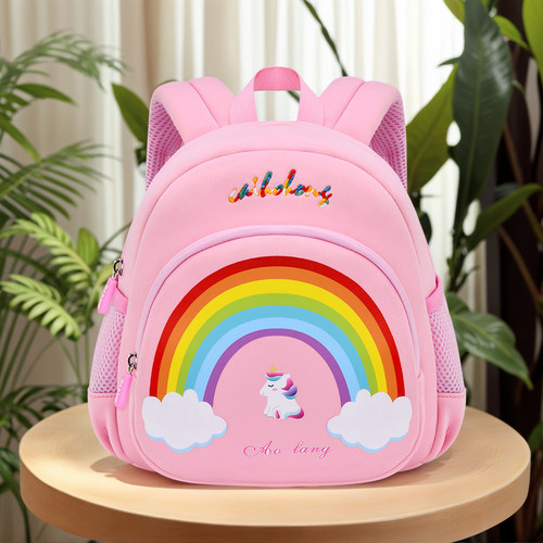 新款幼儿园书包女彩虹