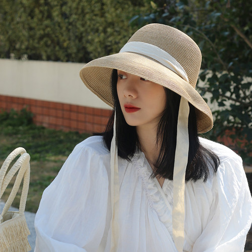 复古法式赫本风帽子大檐草帽