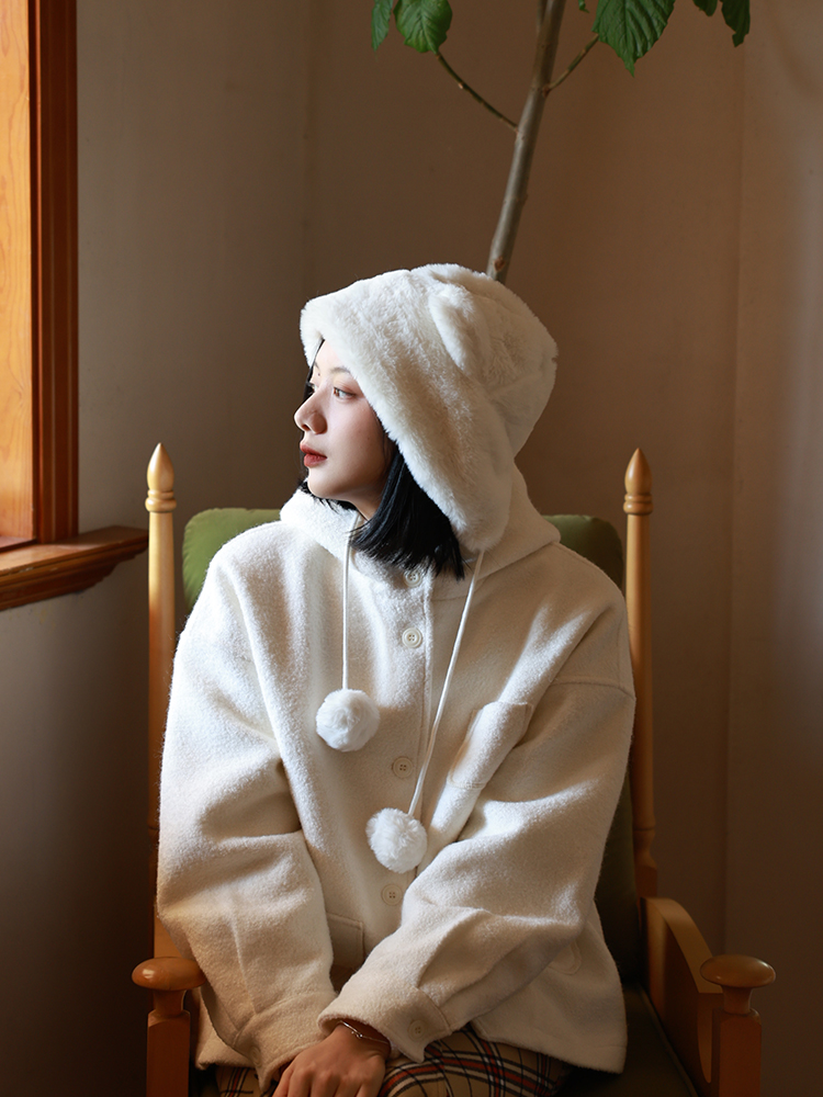 可爱甜美毛茸茸耳朵保暖帽