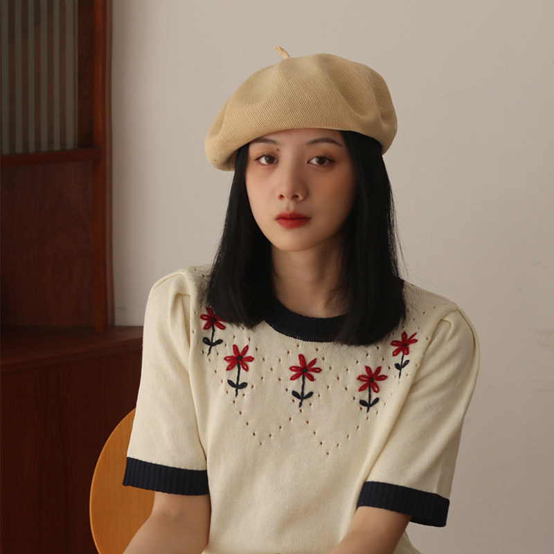 大头围的贝雷帽！贝雷帽子女春夏宽松韩版百搭画家帽纯色蓓蕾帽潮