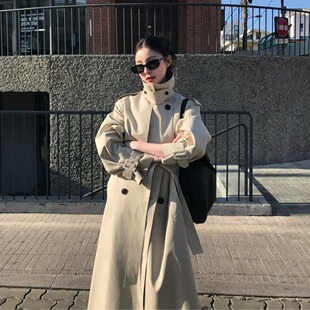 2026秋冬款chic韩国东大门复古卡其色中长款风衣外套女高级感大衣