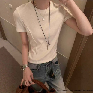 显瘦内搭打底衫 喜大冬5L70512圆领短袖 修身 新款 上衣百搭 T恤女夏季