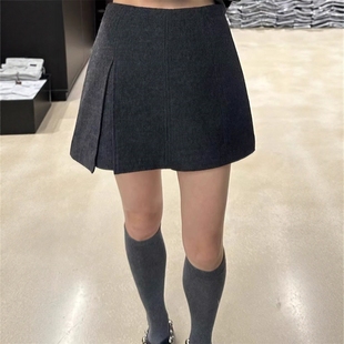 女秋冬休闲短裙裤 百搭显瘦羊毛呢A字裙裤 时尚 8090服饰B25728韩版