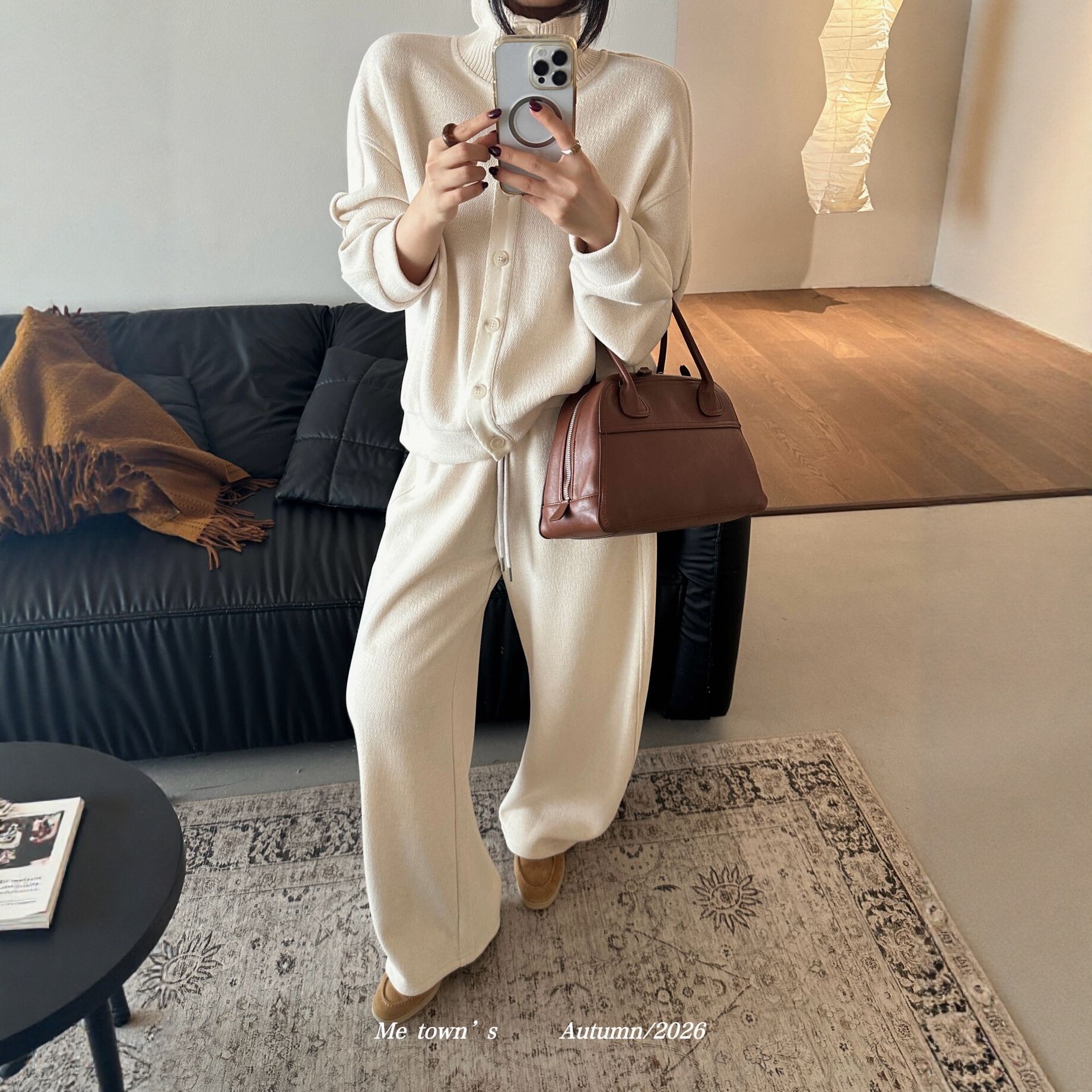 韩系简约卫衣阔腿卫裤套装女
