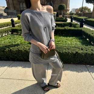 套装 女两件套w8679 屁帘阔腿裤 宽松休闲显瘦针织长袖 town s韩版