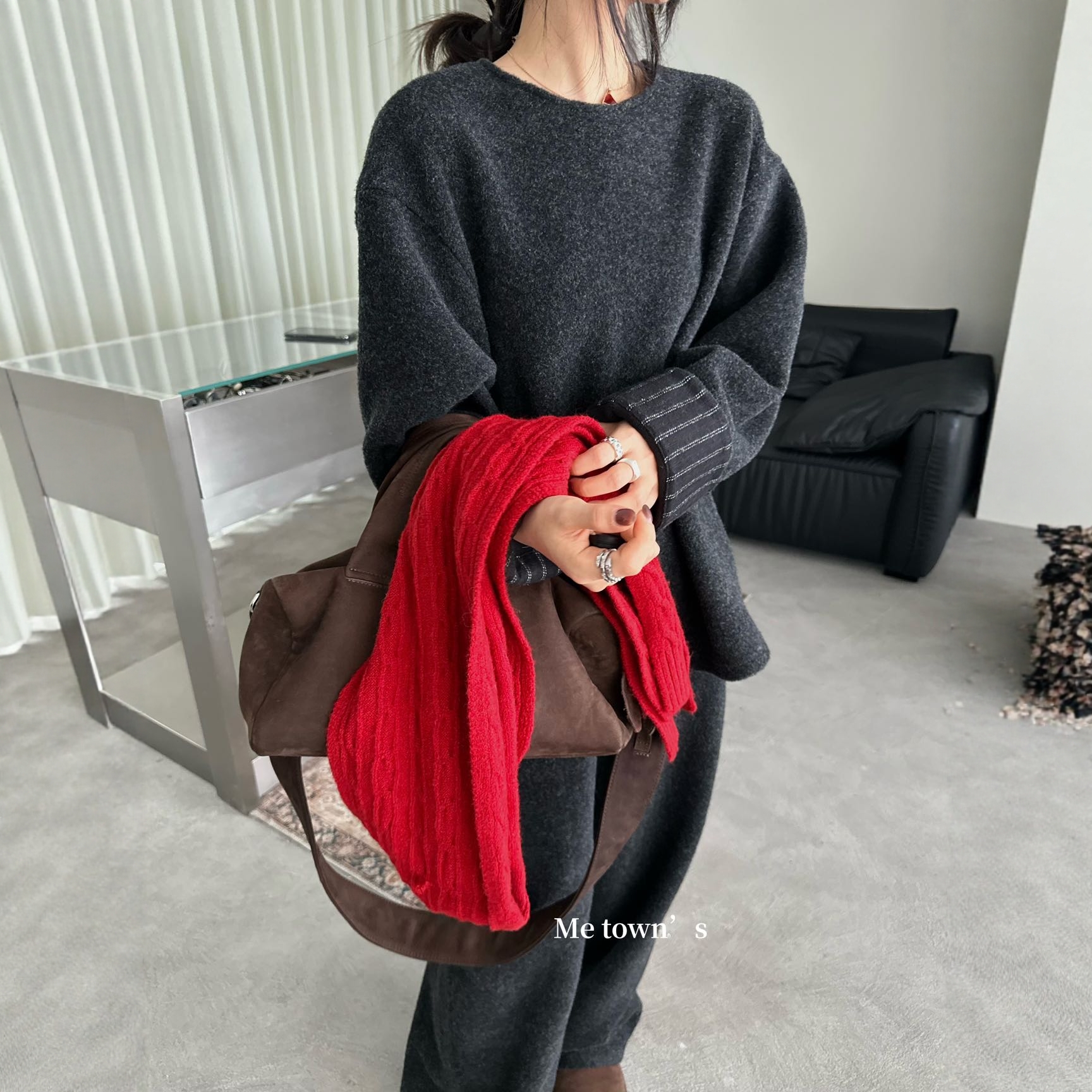 韩版宽松休闲圆领卫衣+阔腿长裤