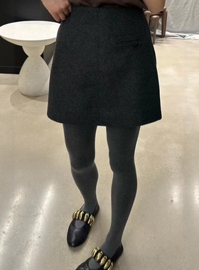 8090服饰B25839韩版宽松显瘦高腰羊毛呢半身裙女气质A字包臀短裙