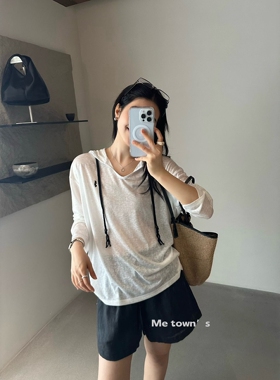 Me town's韩版时尚宽松百搭连帽薄款防晒衣女夏休闲防晒上衣 6875