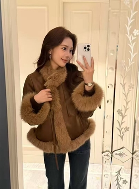 LYDF 85206韩版宽松狐狸毛领鹅绒外套女冬气质保暖小众羽绒服上衣