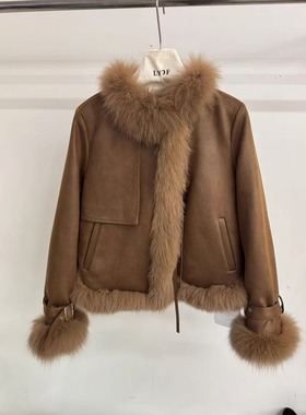 LYDF韩版宽松气质加厚保暖狐狸毛领羽绒服女鹅绒欧货短外套85206