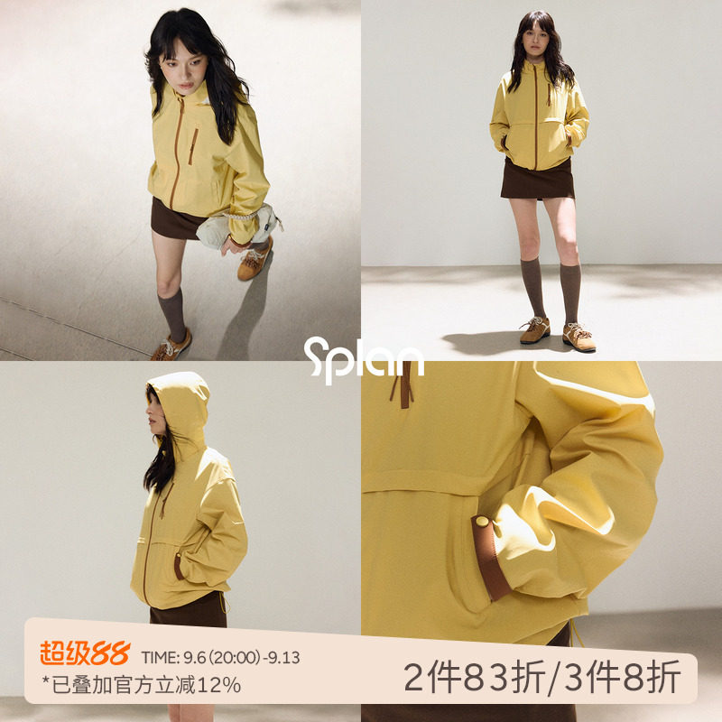 SPLAN随便穿软壳三防衣防风防晒防水宽松运动外套登山短款风衣女图片