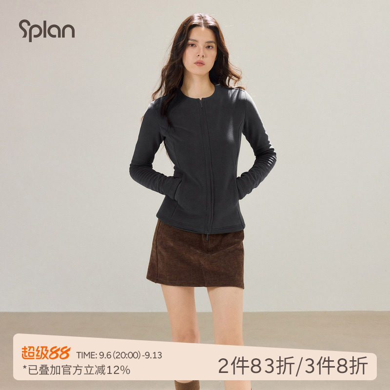 SPLAN轻运动舒适柔软绒感外套圆领百搭保暖上衣秋冬显瘦休闲卫衣