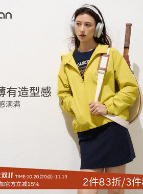 SPLAN轻运动 休闲宽松连帽运动外套轻薄透气百搭户外拉链上衣女
