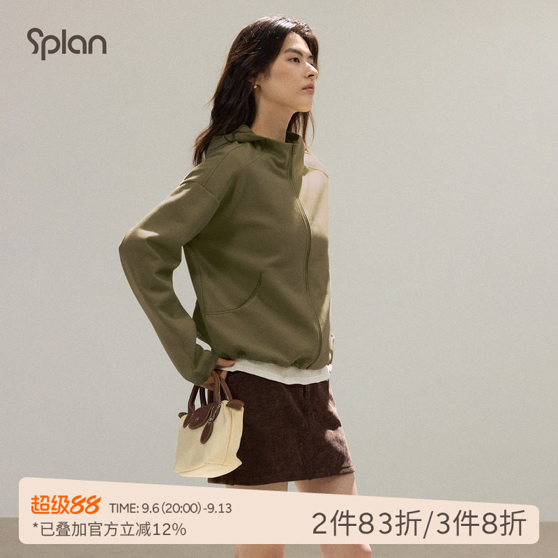 SPLAN春日初醒宽松运动外套卫衣拉链夹克百搭开衫休闲显瘦连帽衣图片