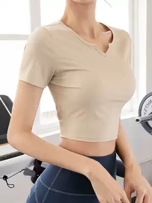 Wake-up vest line tight V-neck sports short-sleeved women's fitness clothes quick-drying clothes T-shirt half-sleeved short yoga top