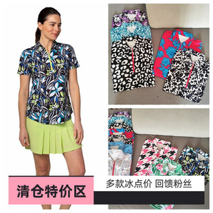 高尔夫女装夏季短袖t恤polo衫冰丝速干大码印花网球衣服运动户外