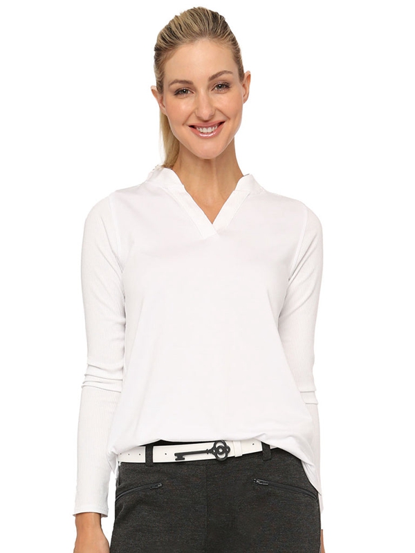 高尔夫女装加肥大码长袖V领T恤