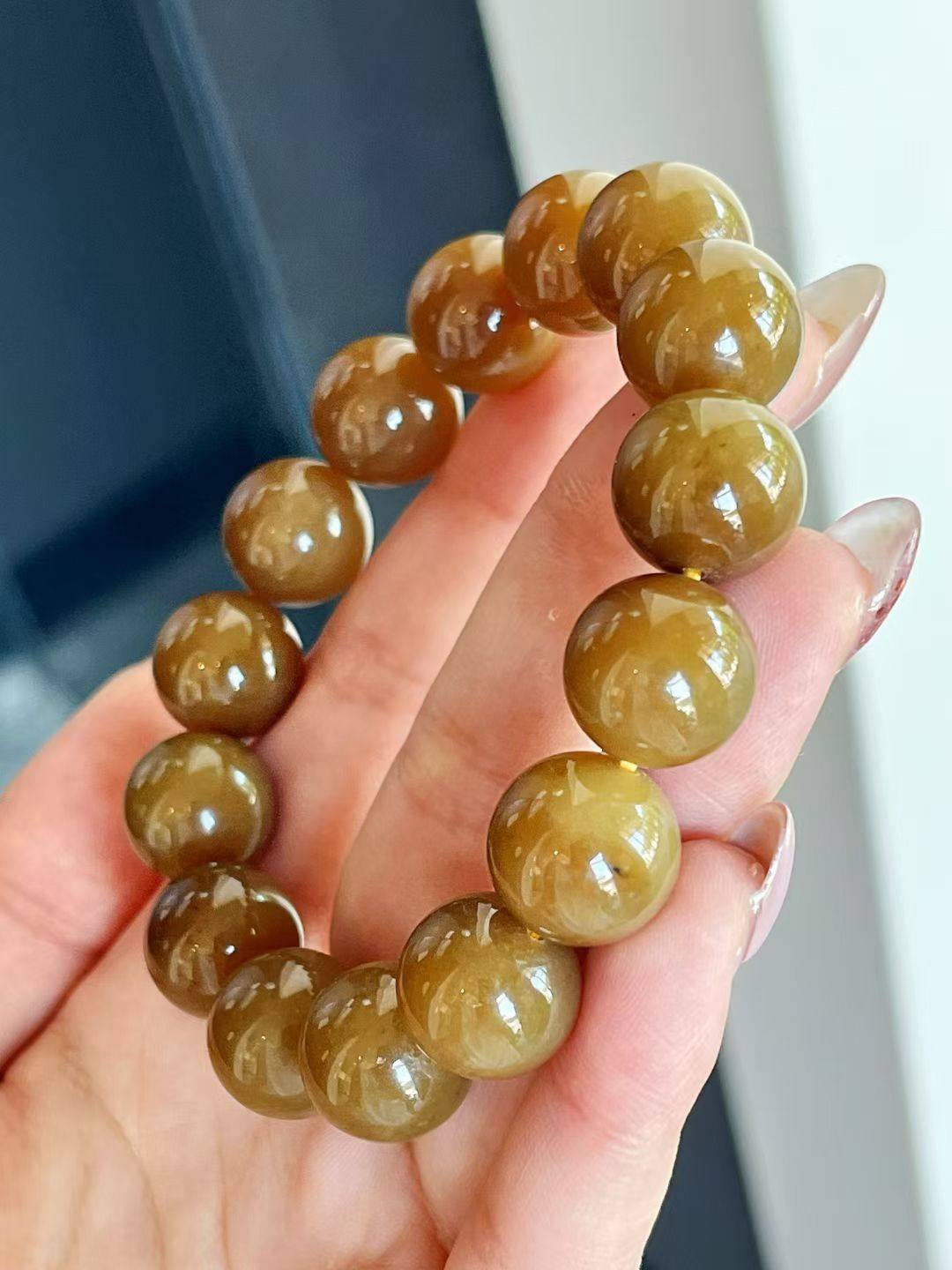 新疆且末红糖圆珠手串 纯糖料漂亮且均匀，肉质温润细腻珠径14mm