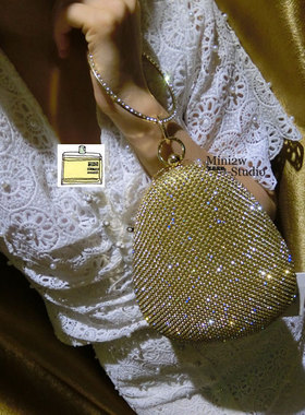 2025新款晚宴钻包水滴状手环手拎钻包斜挎单肩包时尚手拿包水钻包