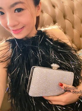 2025新款水晶头镶钻晚宴水钻包斜跨手拎宴会钻袋礼服婚纱晚宴手包