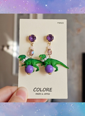 Colore原创大黄鸭大象动物可爱耳环日本耳钉925耳夹夸张精致礼物