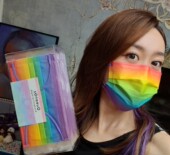 香港彩虹渐变口罩彩色潮流防护腮红彩绳MEDEIS人气成人款 夏季 透气