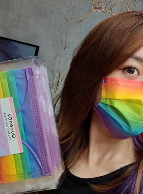 香港彩虹渐变口罩彩色潮流防护腮红彩绳MEDEIS人气成人款夏季透气