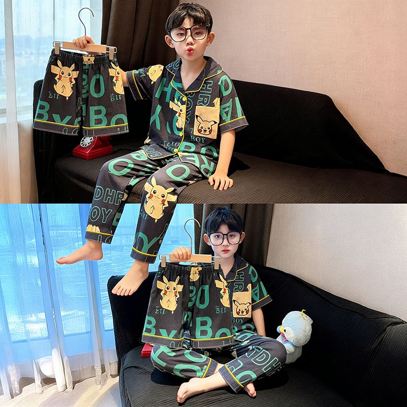男童夏季云朵棉薄款睡衣三件套