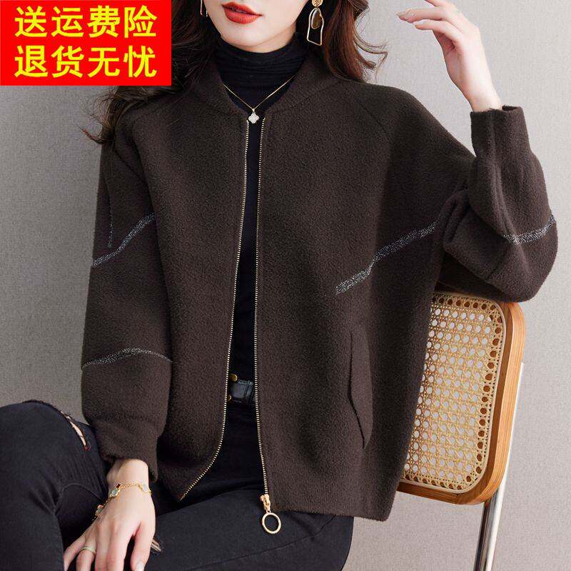 短款夹克时尚外套女秋冬款2025年新款休闲拉炼立领针织开衫棒球服