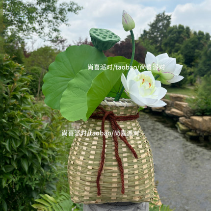 夏天仿真荷花摆件装饰荷叶莲花布置绿色周岁礼场景幼儿园拍照道具