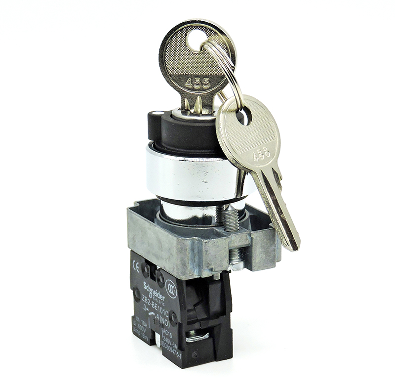 原装正品 施耐德22mm金属钥匙开关 XB2BG61C 2档自复位 单抽 1NO