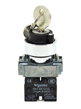 施耐德 二段带钥匙复位选择旋钮开关 XB2-BG65C 一开一闭