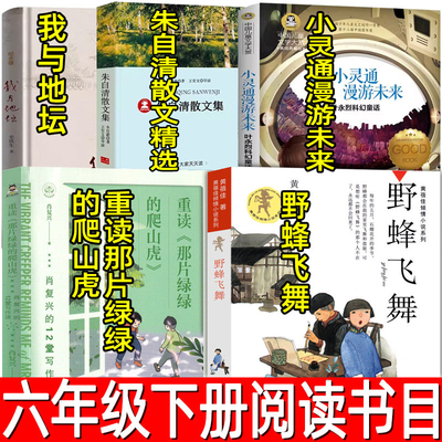 六年级下册必读课外书全套5册朱自清散文精选我与地坛史铁生著小灵通漫游未来叶永烈著野蜂飞舞黄蓓佳重读那片绿绿的爬山虎肖复兴