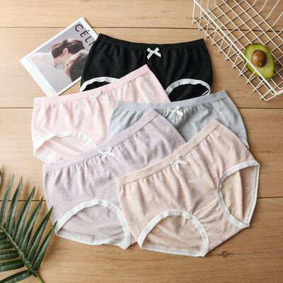 塞德纳6912夏薄莫代尔女条纹内裤