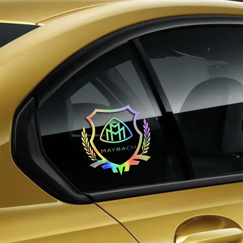 迈巴赫保时捷别克汽车三角窗装饰贴纸麦穗镭射七彩反光车身侧标贴