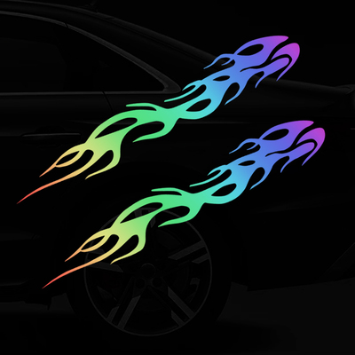 创意七彩炫酷火焰条纹车身贴