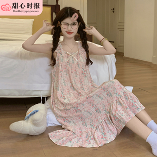 夏天女士睡衣连衣裙 甜美风吊带睡裙女款 夏季 薄款 泡泡棉2025年新款