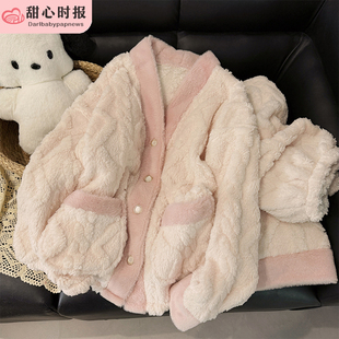 珊瑚绒睡衣女款冬季高级感2025新款甜美加绒加厚法兰绒秋冬家居服