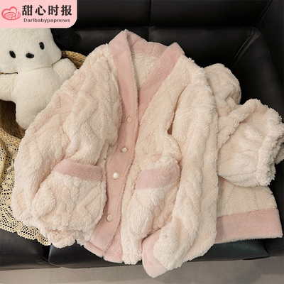 甜心时报女珊瑚绒冬季家居服套装