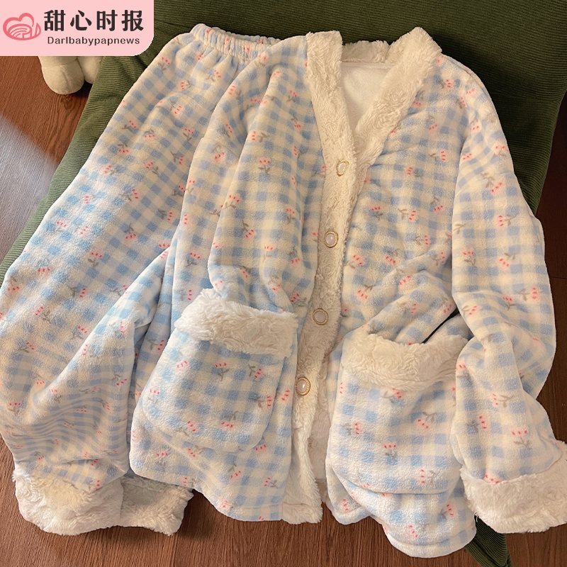 甜心时报女珊瑚绒冬季家居服套装