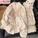 珊瑚绒睡衣女春秋冬季 加绒加厚甜美可爱法兰绒家居服公主风套装