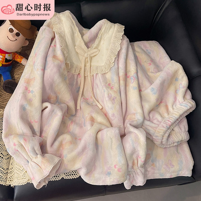 甜心时报女珊瑚绒冬季家居服套装