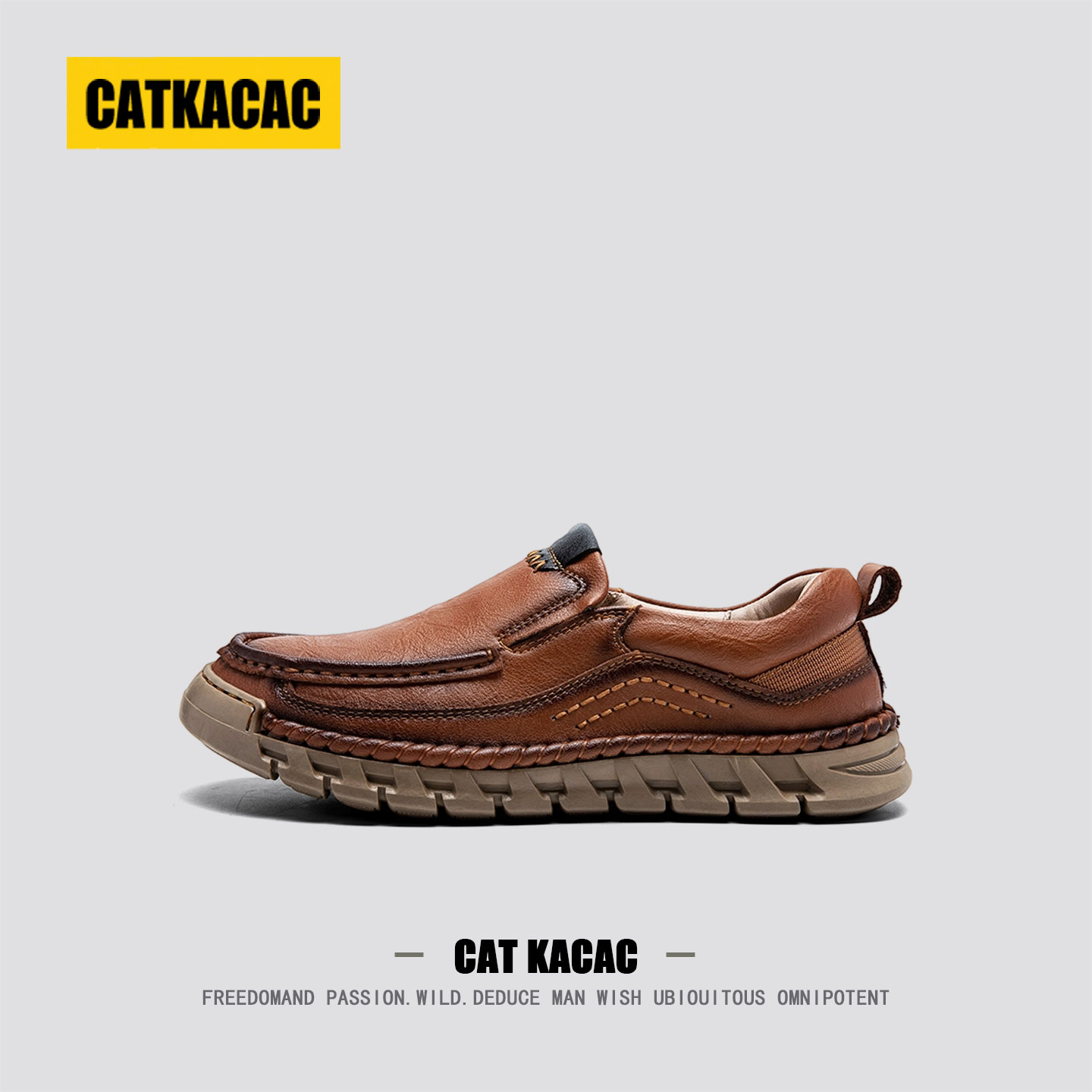 美国CATKACAC大码豆豆鞋男款老钱风一脚蹬轻奢男士休闲乐福鞋大码