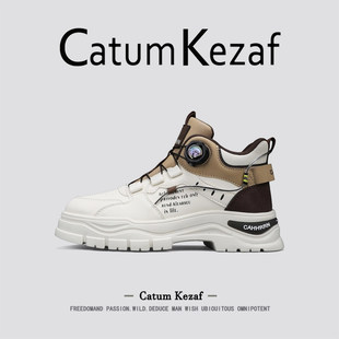 美国CatumKezaf2026新款春季耐磨休闲高帮鞋男款厚底英伦风马丁靴