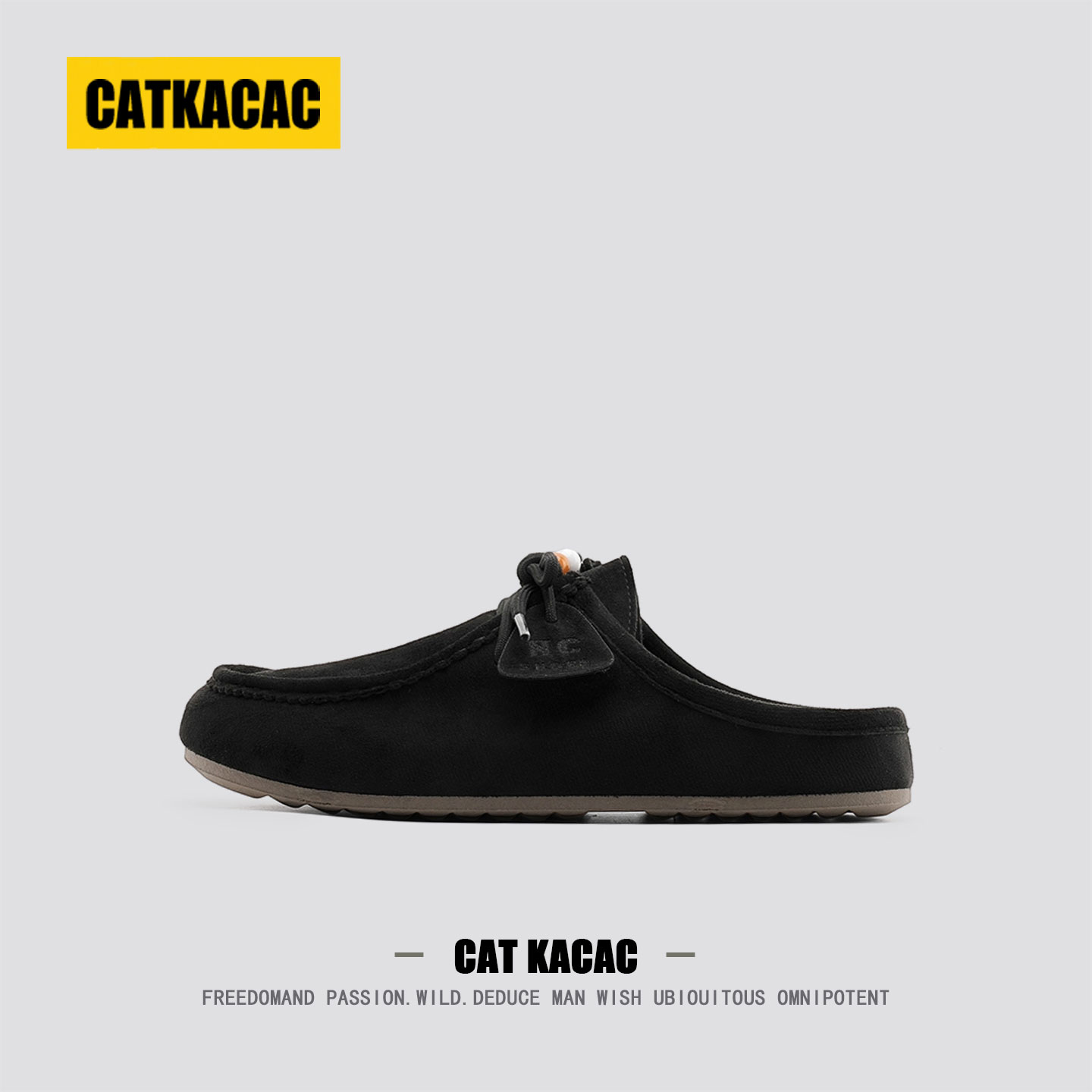 美国CATKACAC黑色勃肯鞋男款秋季增高潮流外穿踩屎感男士包头拖鞋